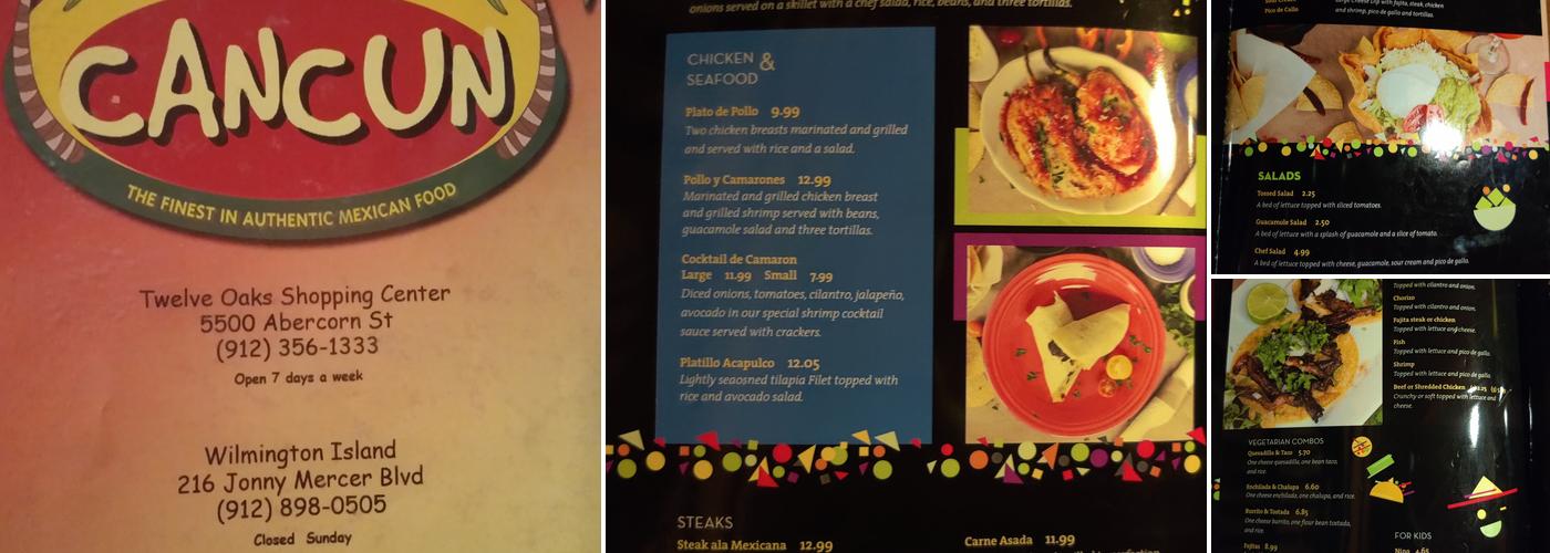 Cancun Restaurant Menu