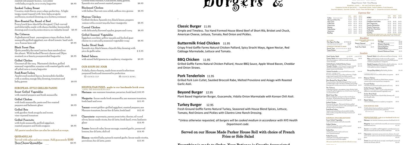 Harvest Moon Café and Caterers Menu