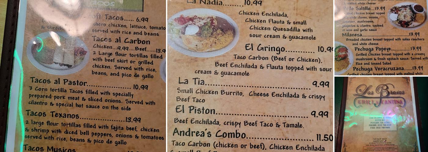Los Bravos Mexican Grill and Cantina Menu