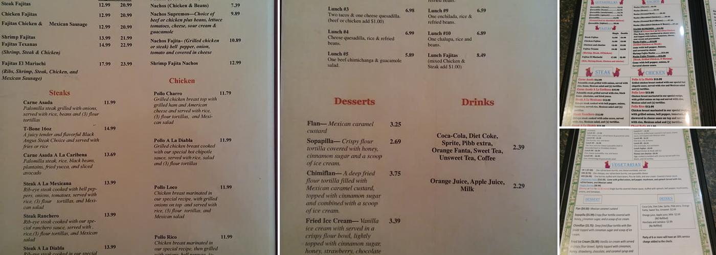 El Mariachi Menu