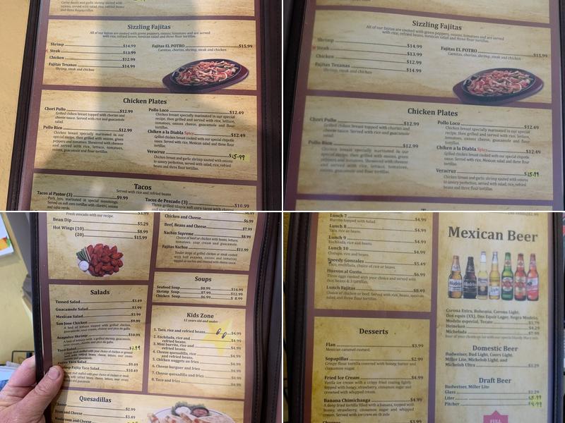 El Potro Mexican Restaurant Menu