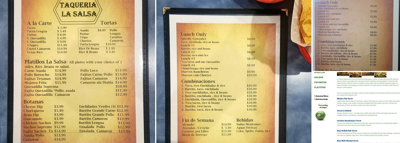La Salsa Menu
