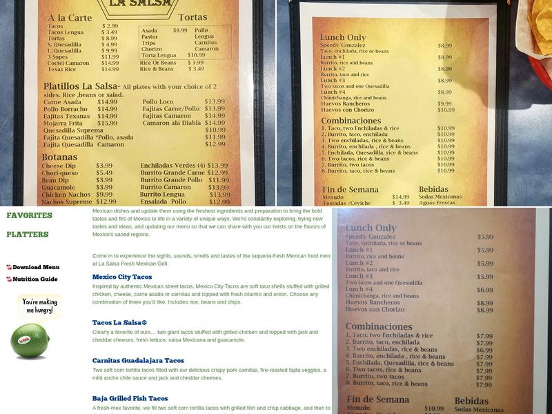 La Salsa Menu