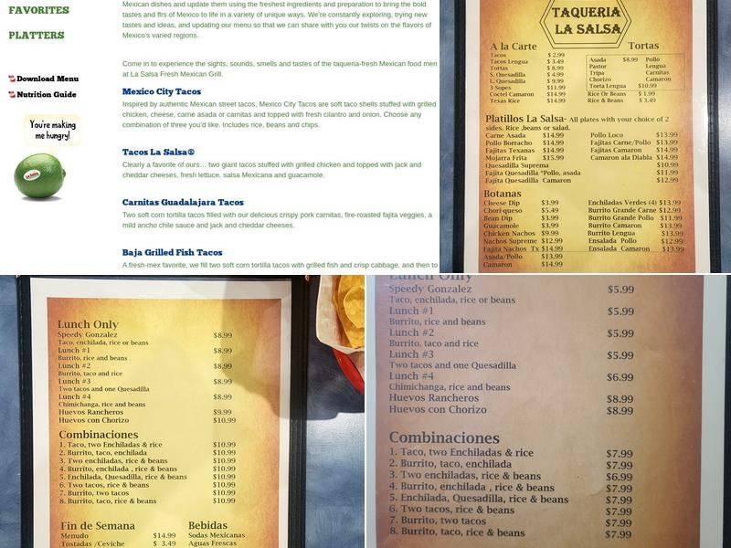 La Salsa Menu