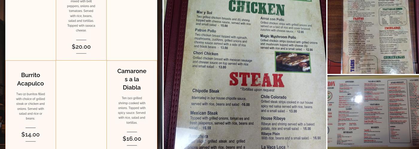 Patron Mexican Bar & Grill Menu