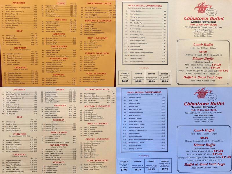 Chinatown Buffet Menu