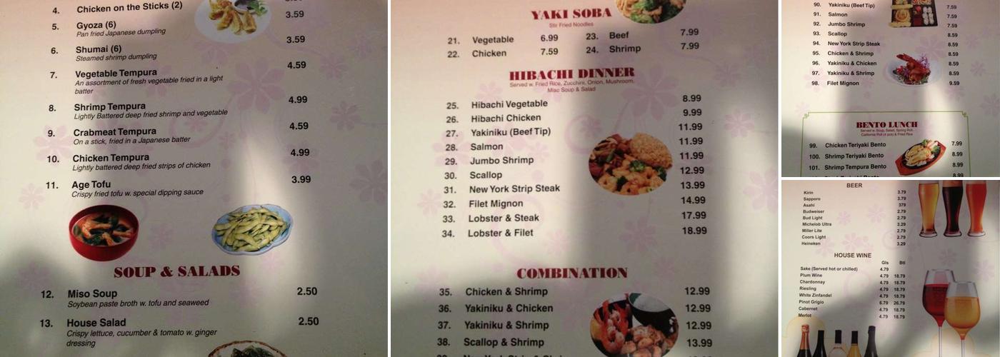 Kyoto Japanese Steak House Menu