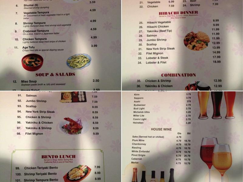 Kyoto Japanese Steak House Menu