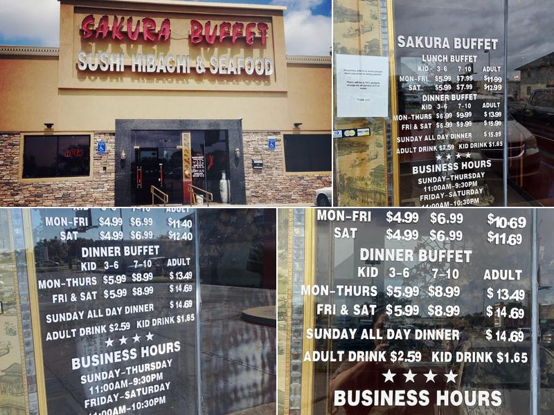 Sakura Buffet Menu