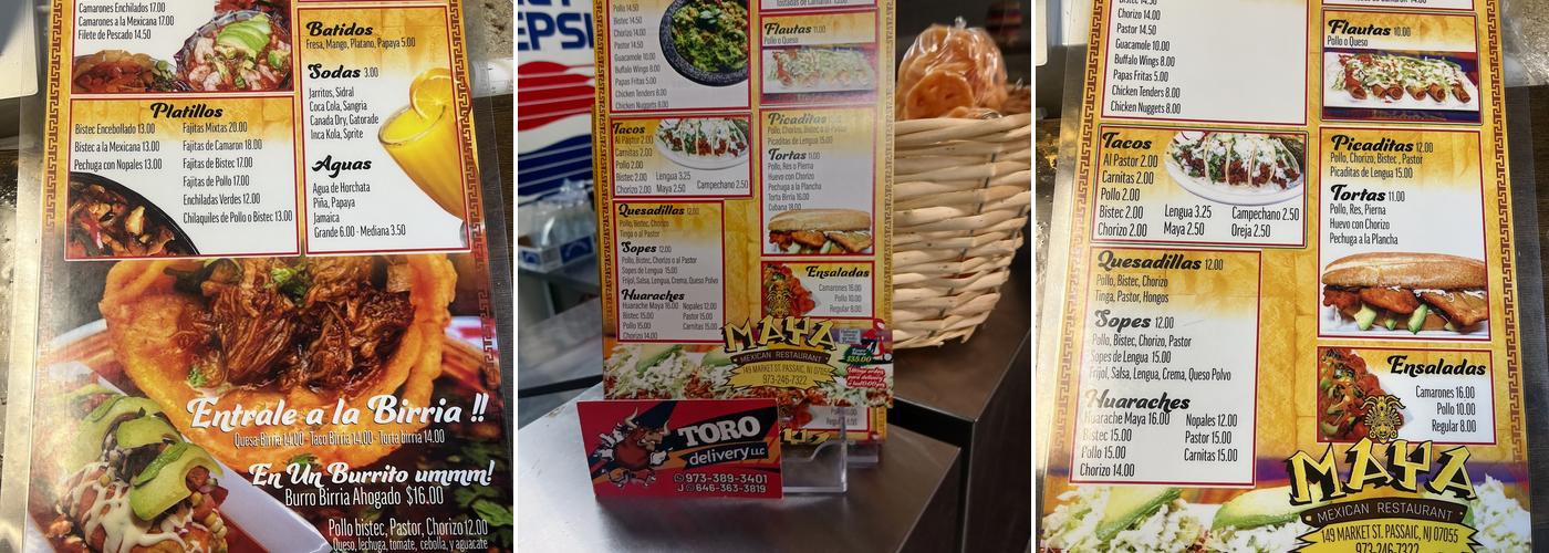 Maya Mexican Restaurant Menu