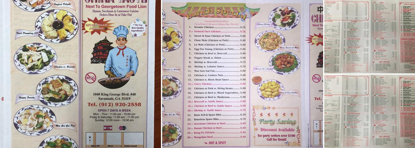 China Taste Menu