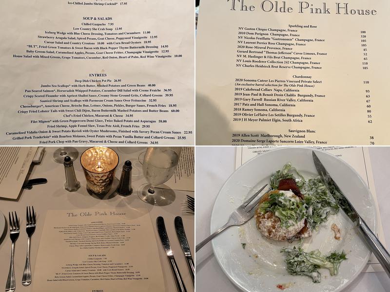 The Olde Pink House Menu