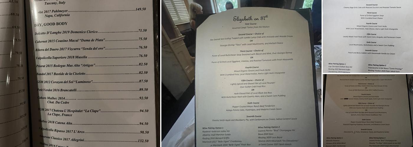 Elizabeth's on 37th Menu