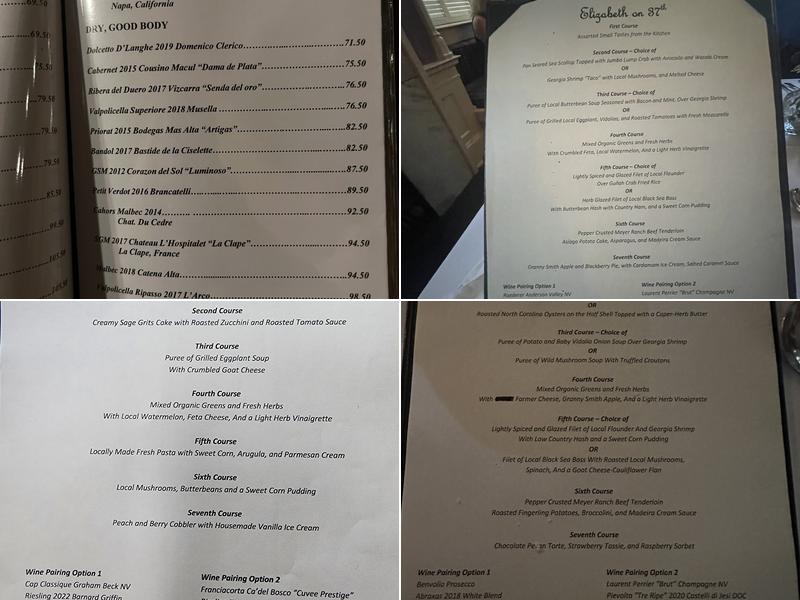 Elizabeth's on 37th Menu