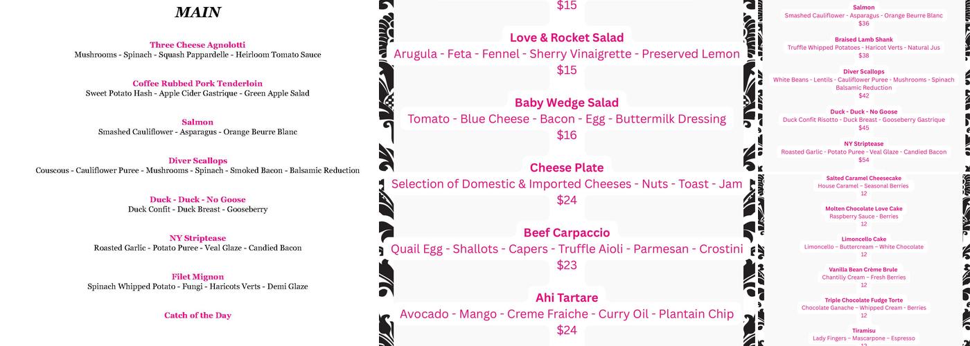 Noble Fare Menu