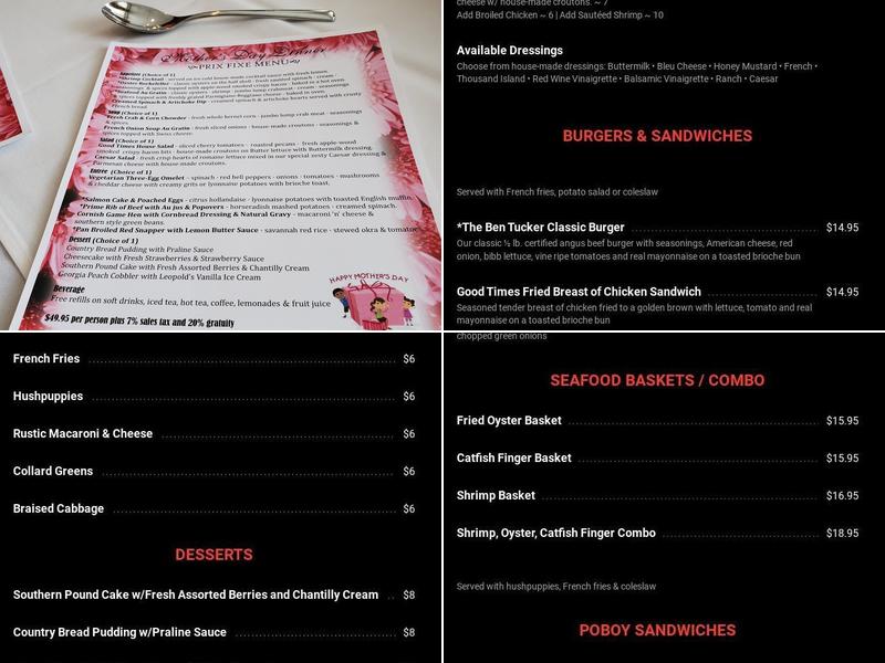 Good Times Jazz Bar & Restaurant Menu