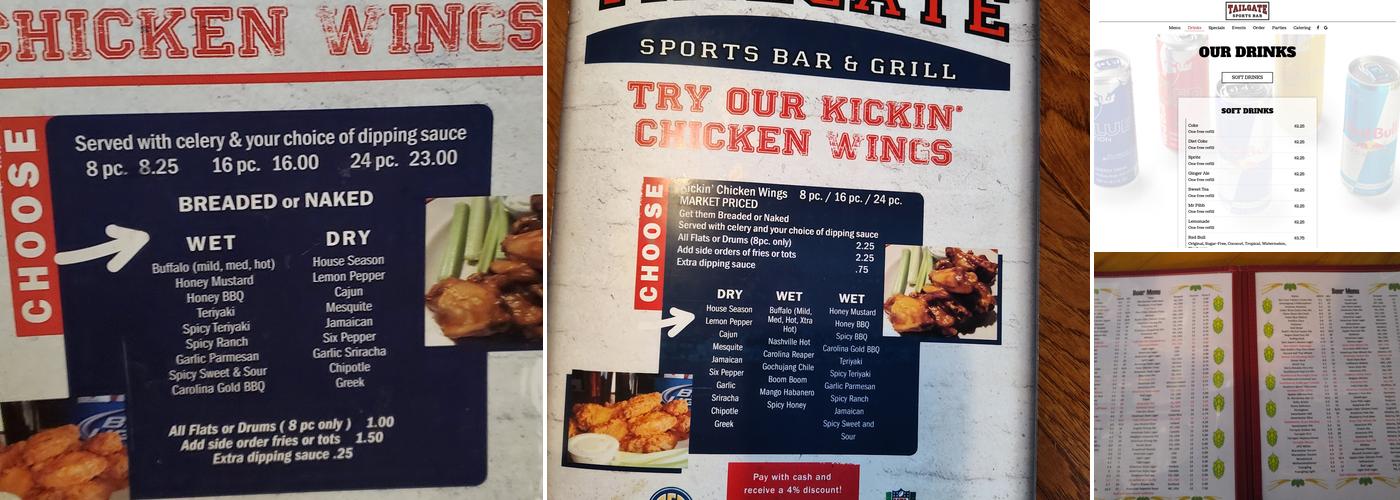 Tailgate Sports Bar & Grill Menu