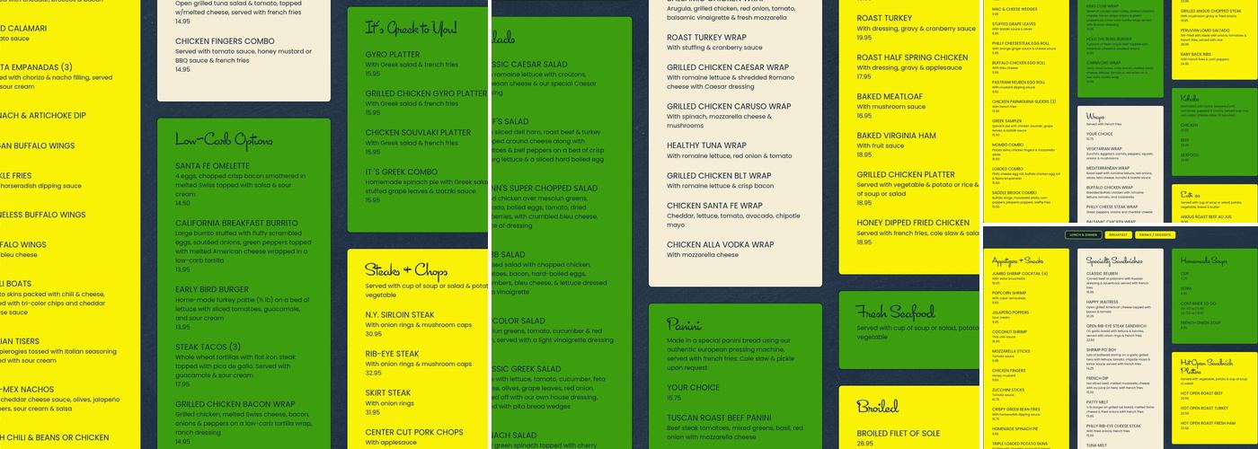 Saddle Brook Diner Menu