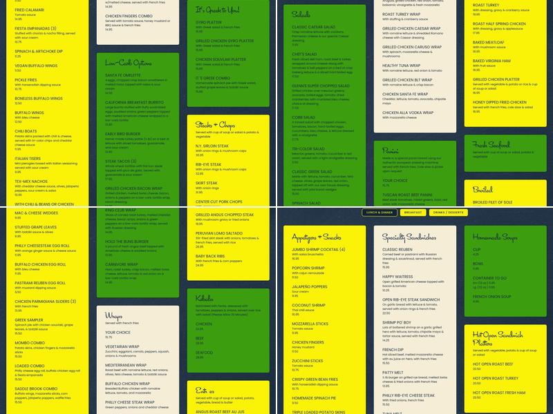 Saddle Brook Diner Menu