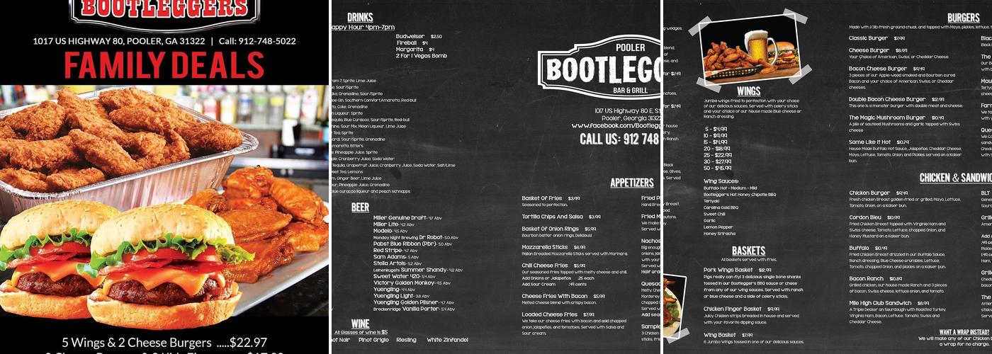 Bootleggers Pooler Menu