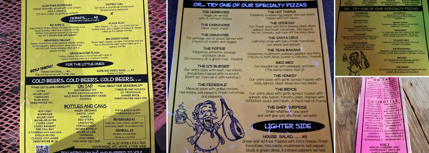 Huc-A-Poos Bites and Booze Menu