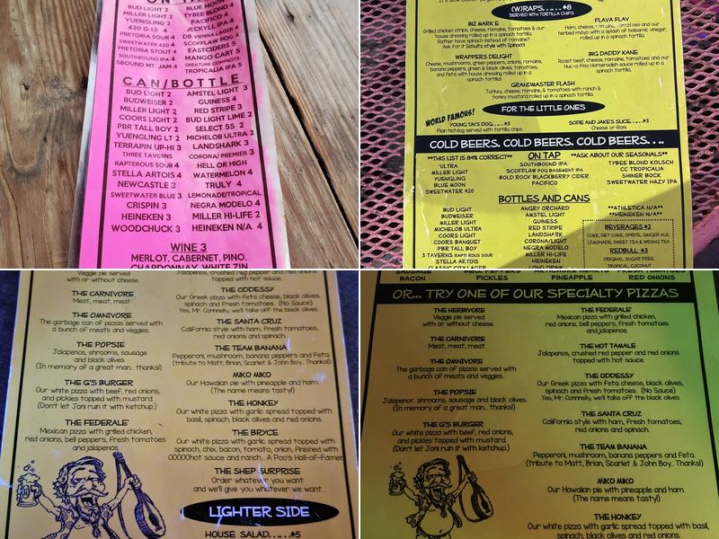 Huc-A-Poos Bites and Booze Menu