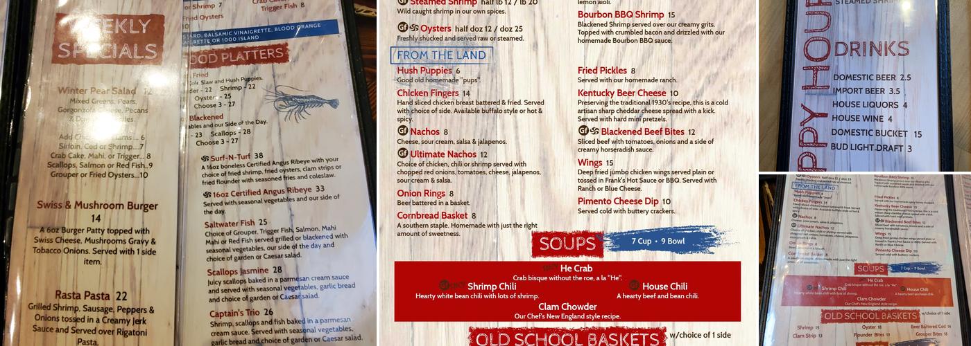 Captain Woody's Bar & Grill Menu
