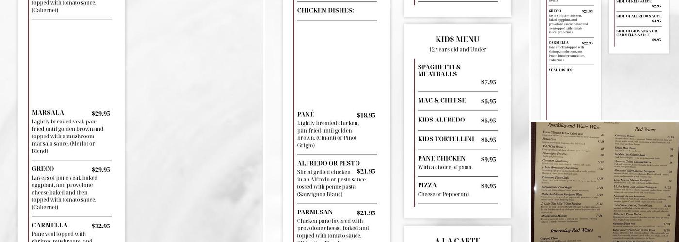 Bosco's Italian Cafe Menu