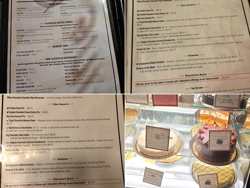 Lulu's Chocolate Bar Menu