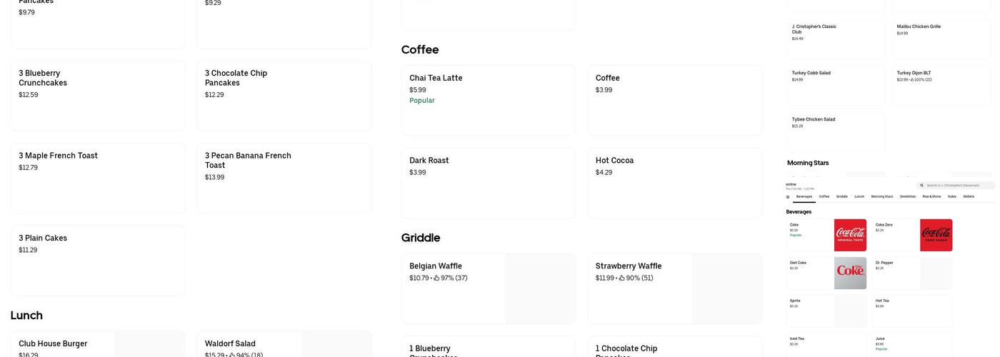 J. Christopher's Menu