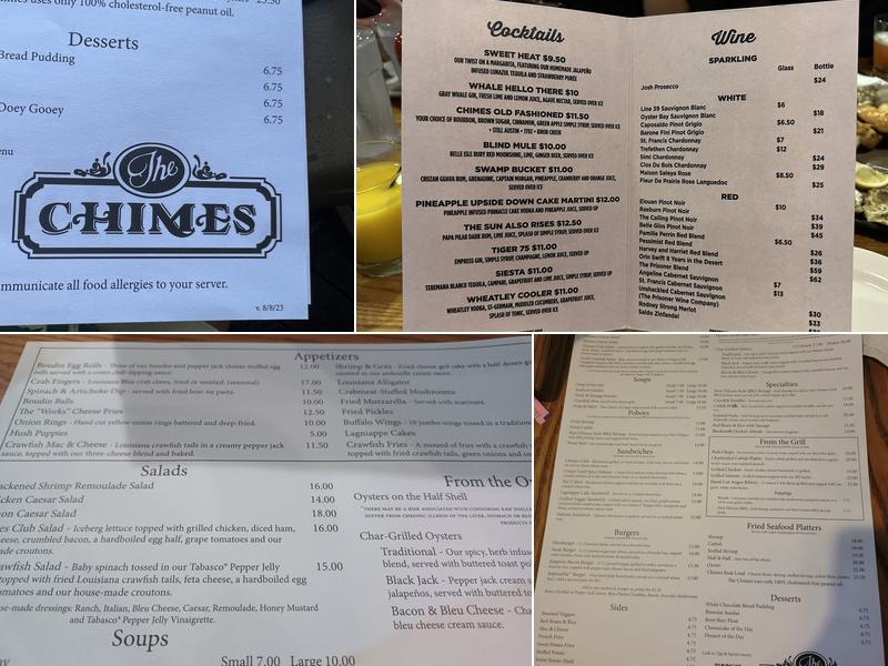 The Chimes-Covington Menu