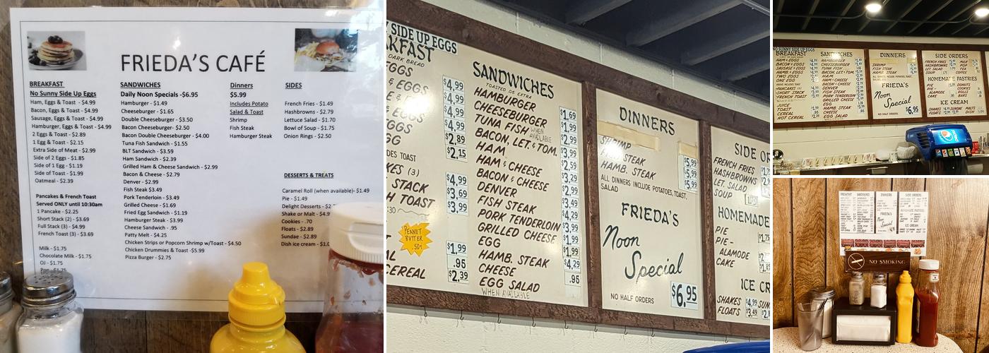 Frieda's Cafe Menu