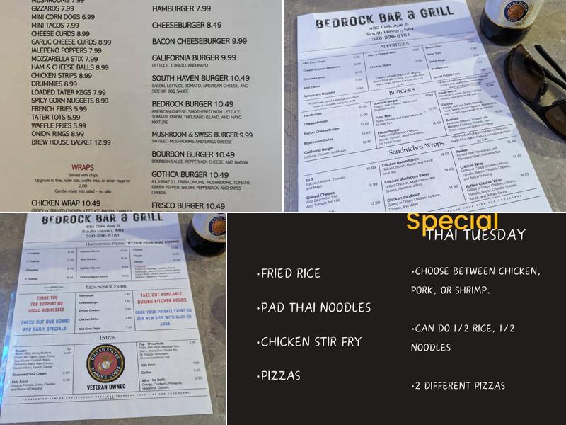 Bedrock Bar and Grill Menu