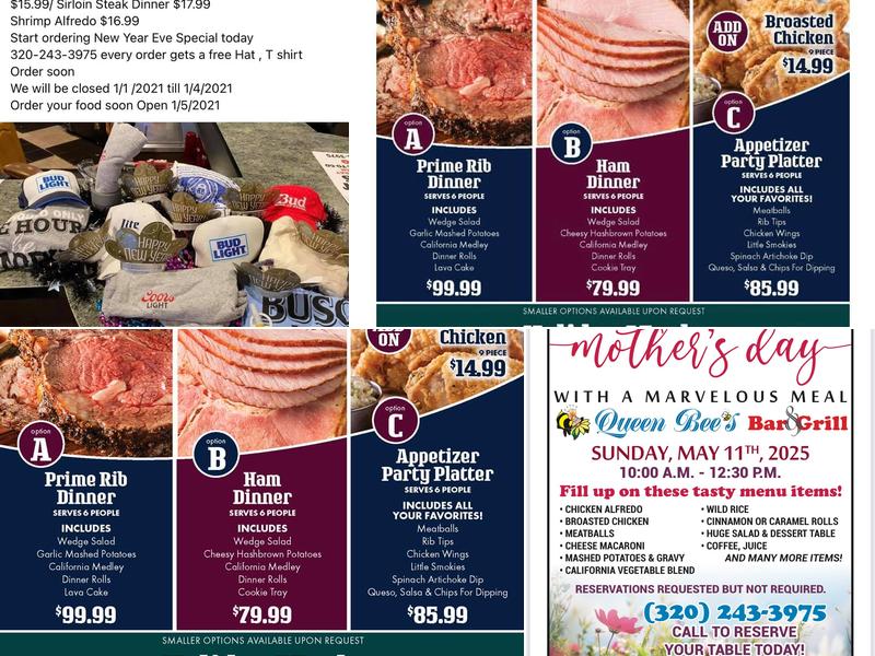 Queen Bee's Bar & Grill Menu