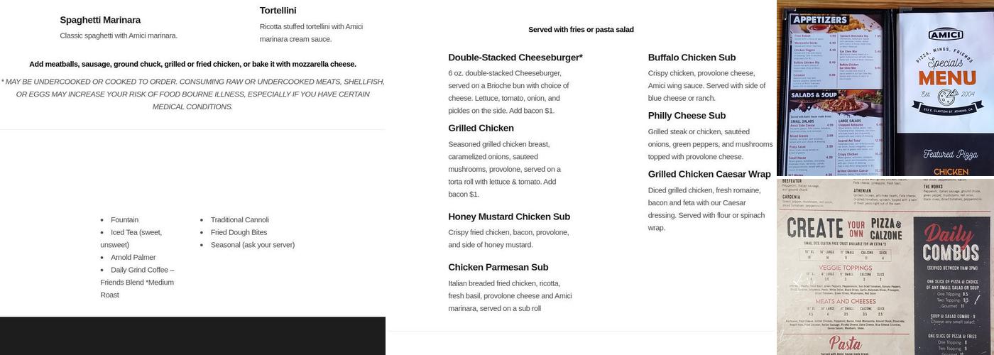 Amici Athens Menu