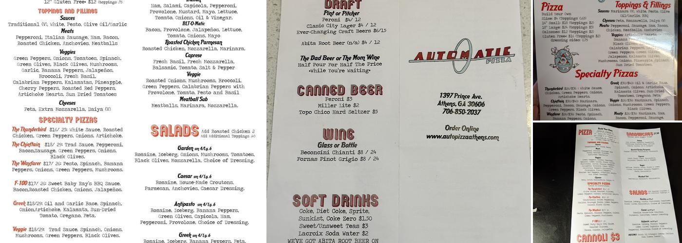 Automatic Pizza Menu