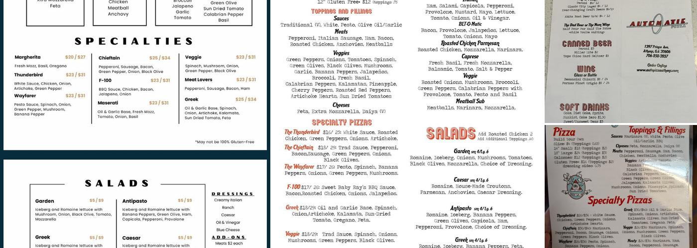 Automatic Pizza Menu