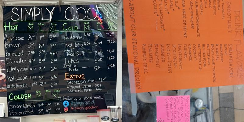 Simply Good Menu