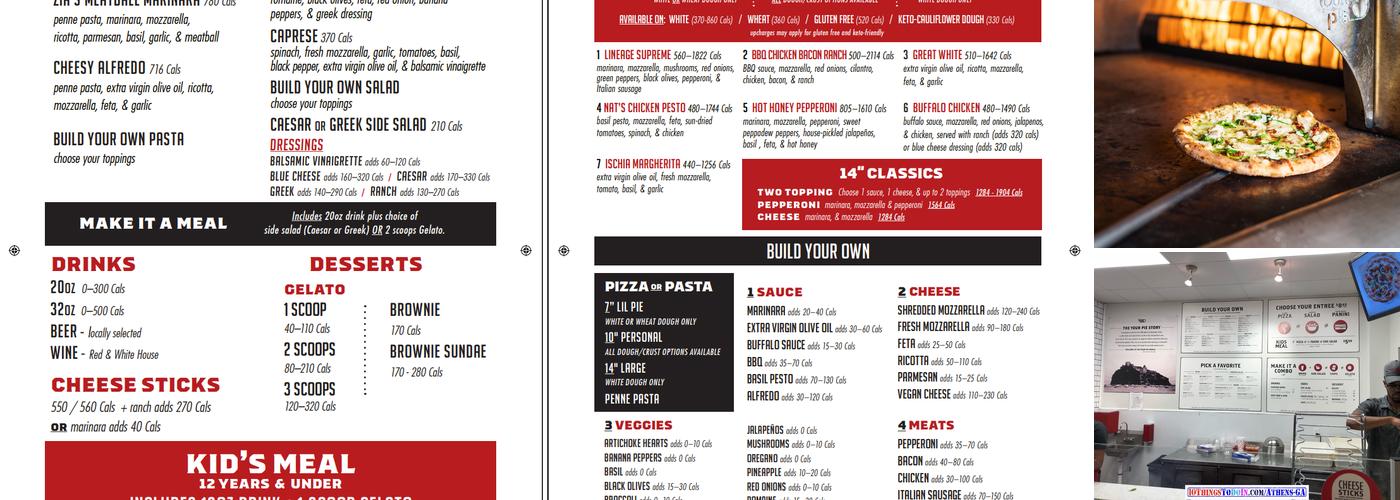 Your Pie Pizza Menu