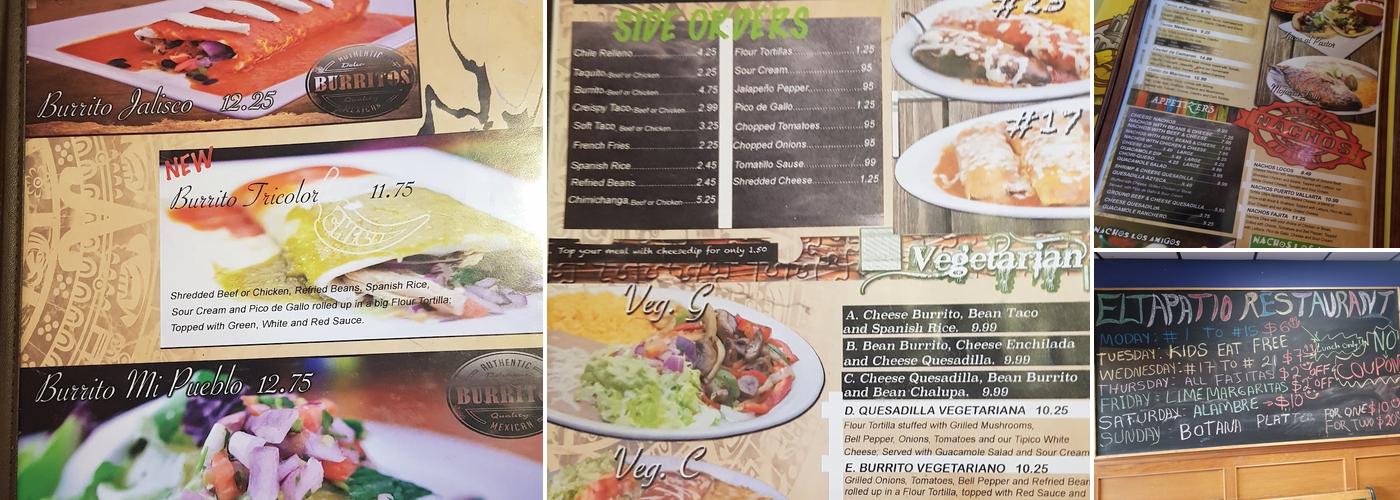 El Tapatio Menu