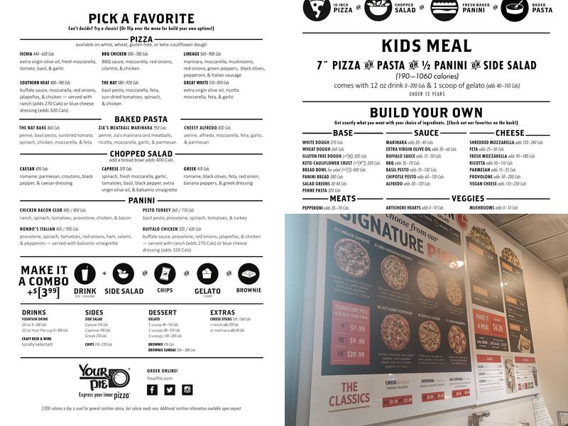 Your Pie Pizza Menu