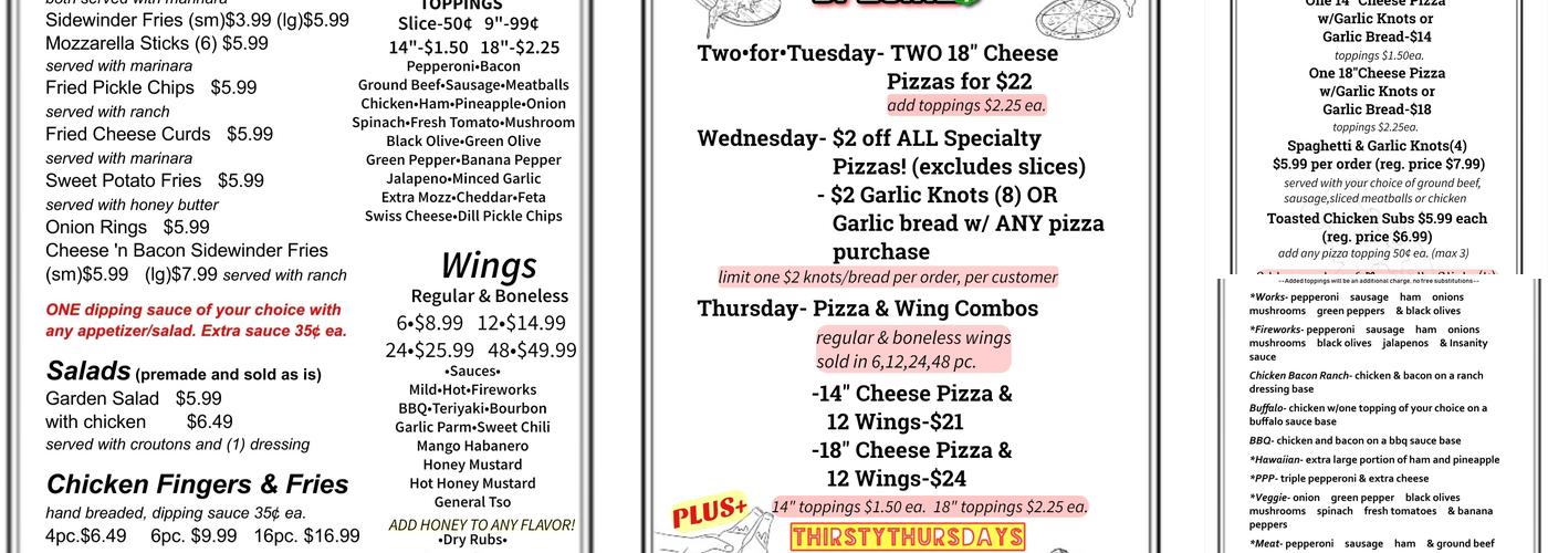 Jefferson Pizza Kitchen Menu