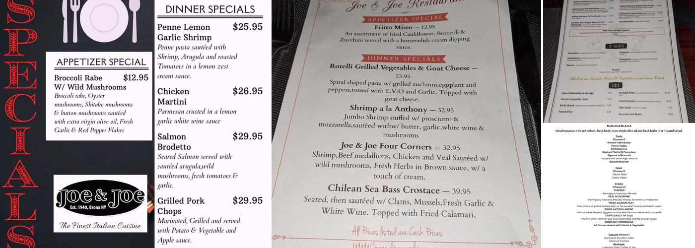 Joe and Joe Menu