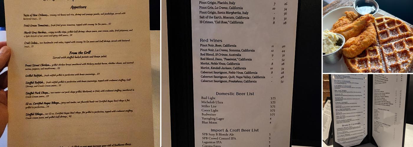 Blu Jazz Cafe Menu