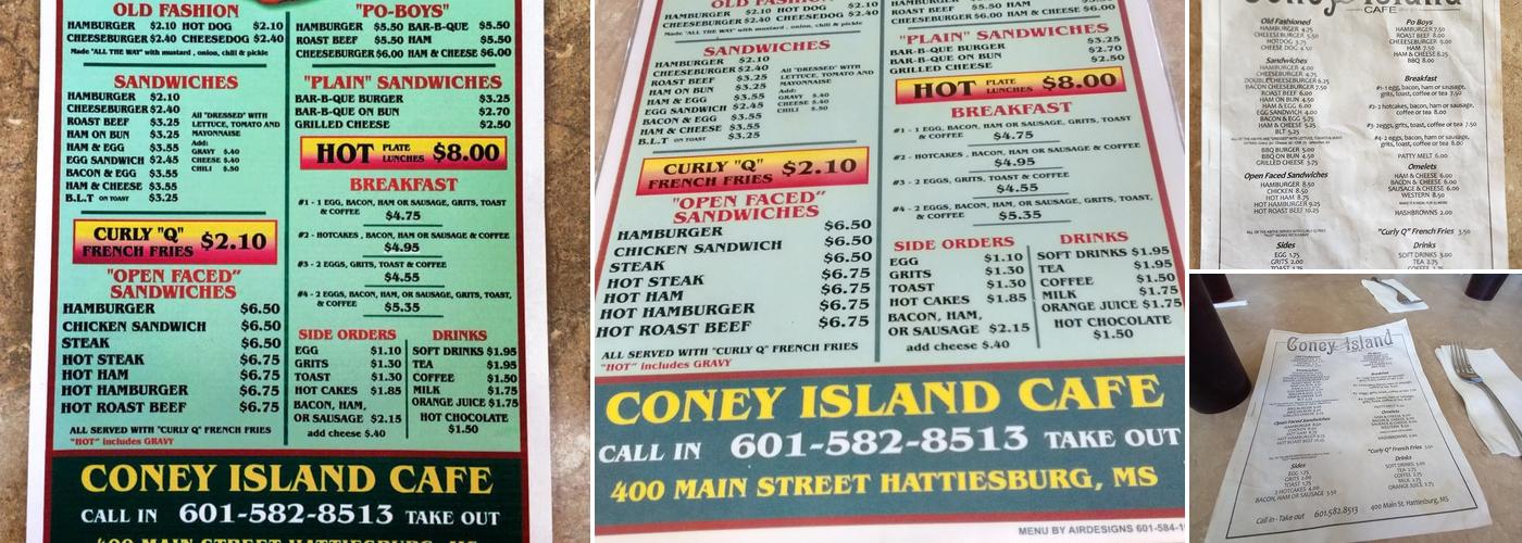 Coney Island Cafe Menu
