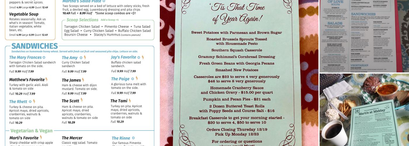 Marti's At Midday Menu