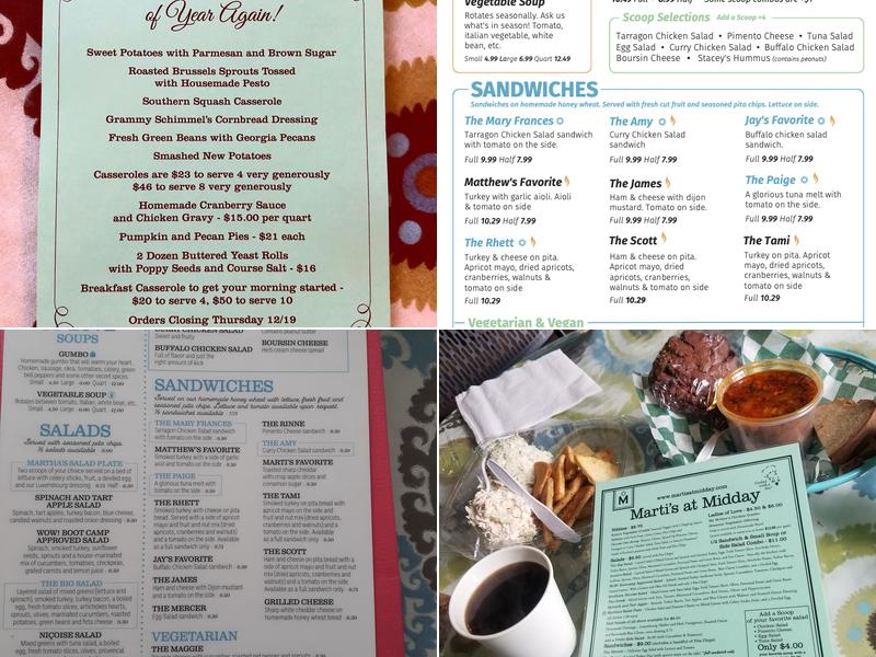 Marti's At Midday Menu