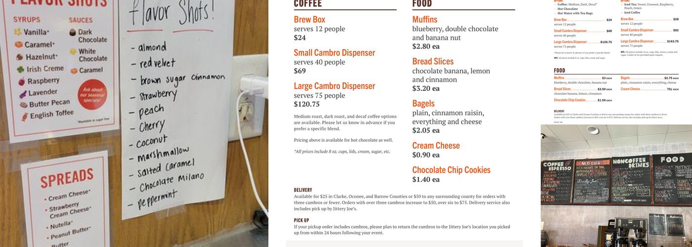 Jittery Joe's Coffee - Eastside Menu