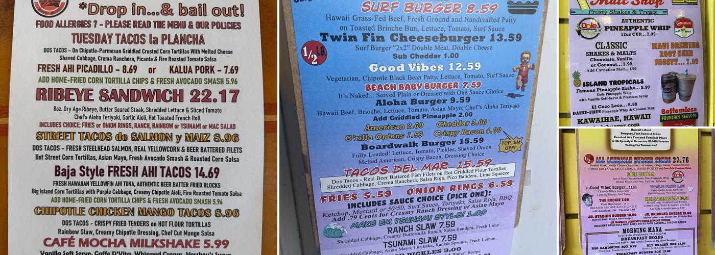 Kohala Burger & Taco Menu