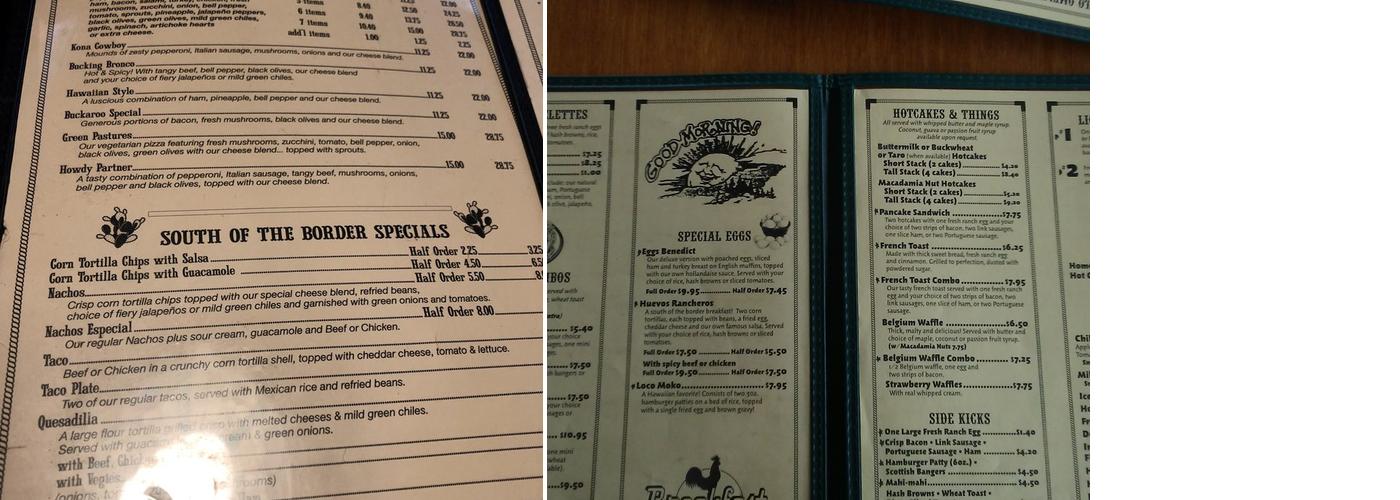 Paniolo Country Inn Menu